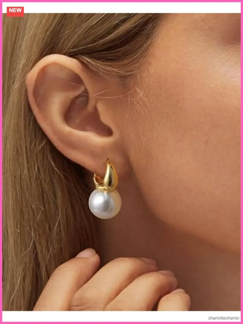 14K Gold Plated Pearl Drop Earrings for Women, Freshwater Cultured Pearl Dangle